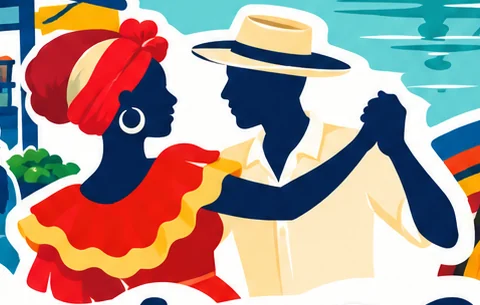Pareja bailando, ilustración del logo de Cartagena es Tuya